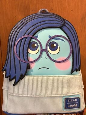 NEW Authentic SADNESS Emotion Disney Pixar Inside Out 2 Loungefly Backpack Blue
